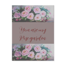 Romantique ROSE SAUVAGE ROSE PEINTURE CARTE POSTAL