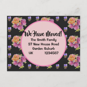 Postale Rose Motif Nouvelle adresse Carte postale, Nous Dé