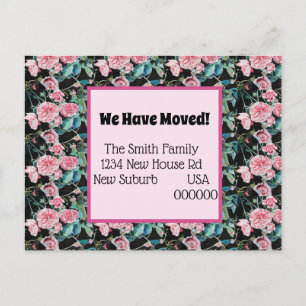 Postale Rose Roses Nouvelle Adresse Carte Postale, Nous Dé