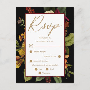 Postale Rouge Rustique   Bouquet Floral Orange Carte de Ré