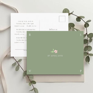 Postale Sage & Ivory   Carte de réponse RSVP de mariage ch