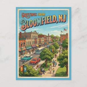 Postale Salutations de Bloomfield NJ Carte postale, Rétro 