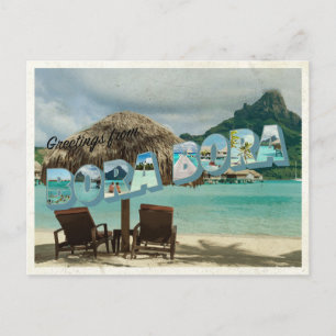 Postale Salutations de la carte vintage Bora Bora
