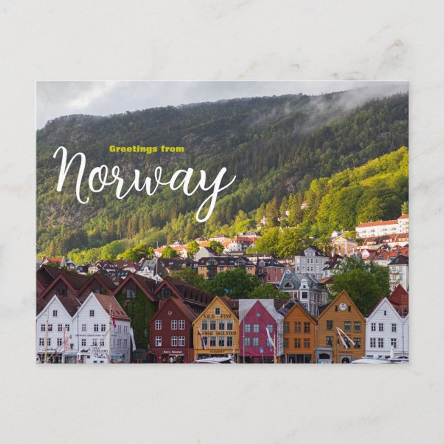 Postale Salutations de Norvège Pittoresque Paysage Carte p (Devant)