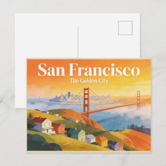 Postale San Francisco La Ville Dorée Carte de Voyage Vinta