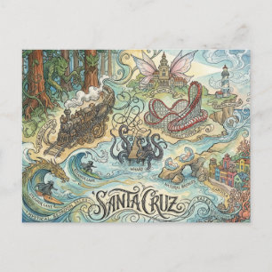 Postale Santa Cruz Californie Carte Illustrée Mythique