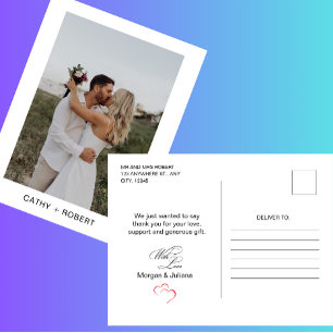 Postale Script romantique Cardiaque Mariage Photo Carte po