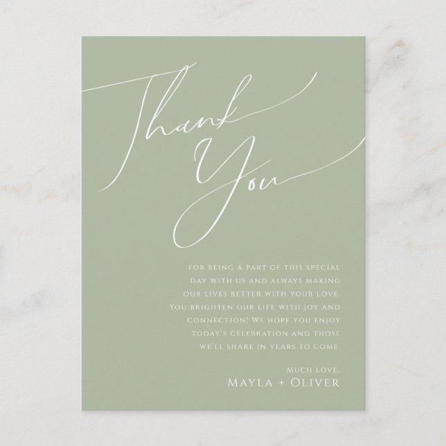 Postale Script Whimsical | Carte de remerciements de table (Devant)