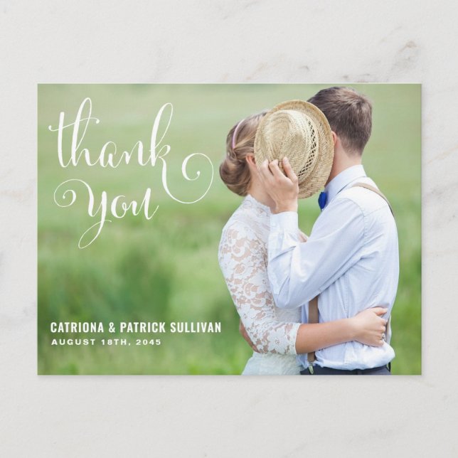 POSTALE SCRIPT WHIMSIQUE | CARTE POSTCARD MERCI MARIAGE (Devant)