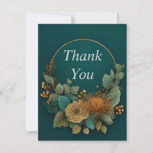 Postale Semi-couronne de fleurs sur Carte de remerciements