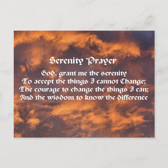 Postale Serenity Prière Sky Clouds Affirmations Carte post (Devant)