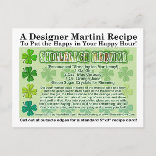 Postale Shillelagh St. Patrick's Day Martini Recette Carte