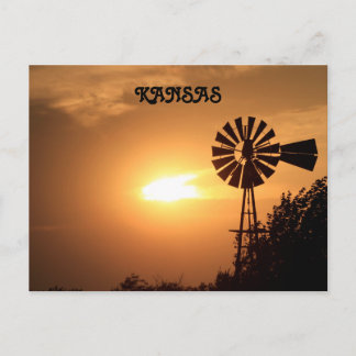 Postale Silhouette de moulin à vent Kansas avec carte post