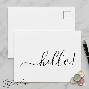 Postale Simple Carte de Vœux Classique Hello avec Fond Bla