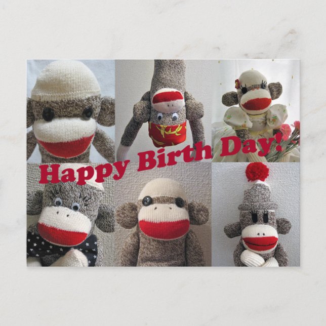 Postale Sock Monkeys Bonne carte d'anniversaire (Devant)