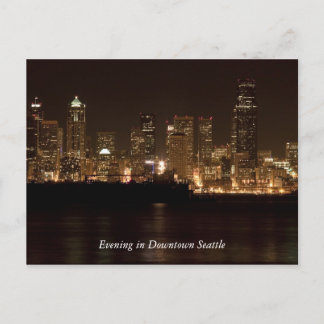 Postale Soirée dans le centre-ville de Seattle Carte posta