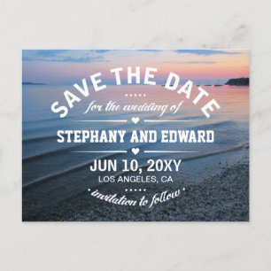 Postale Soirée d'été Sunset Sea Enregistrer la date Carte 