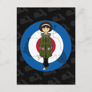 Postale Soixante Mod Girl à Parka avec Scooter carte posta