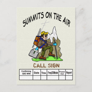Postale Sommets Sur La Carte QSL Ham Randonnée Cartoon Air