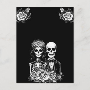 Postale Squelette gothique couple mariage floral Carte pos
