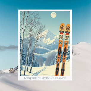 Postale Station de ski de Morzine France retro Carte posta