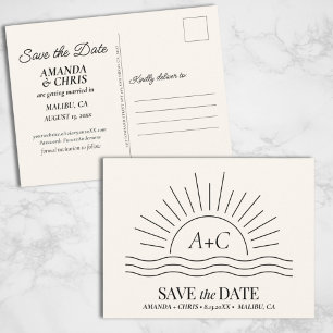 Postale Sun & Waves Boho Beach Enregistrer la date Carte p