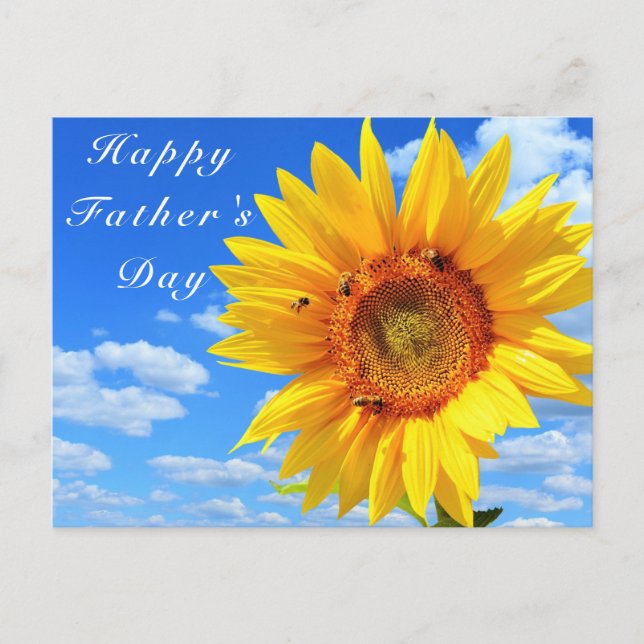 Postale Sunflower et abeilles sur la carte de Fête des pèr (Devant)