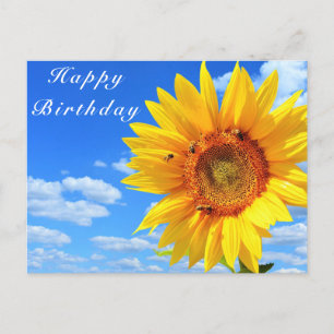 Postale Sunflower et abeilles sur le ciel bleu Carte d'ann