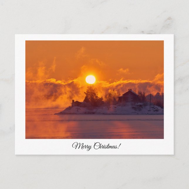Postale Superbe paysage hivernal Joyeuse carte de Noël (Devant)