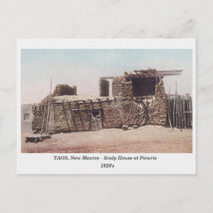 Postale Taos NM, Scalp House à Picouris, ancienne carte po