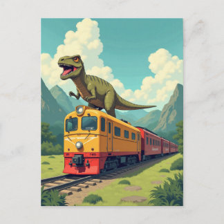 Postale Tard pour le train Dinosaur Raptor Funny carte pos