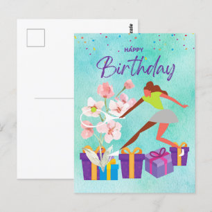 Postale Tennis Anniversaire avec Joueur de tennis Carte aq