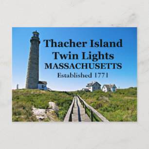 Postale Thacher Island Twin Lights, Massachusetts Carte Po