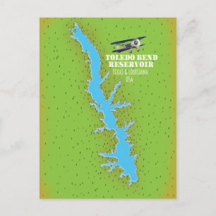 Postale Toledo Bend réservoir Texas & Louisiana Carte