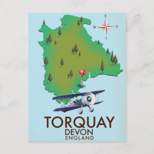 Postale Torquay Devon carte poster art Vintage.