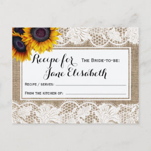 Postale Tournesol et dentelle mariée pour être la carte de