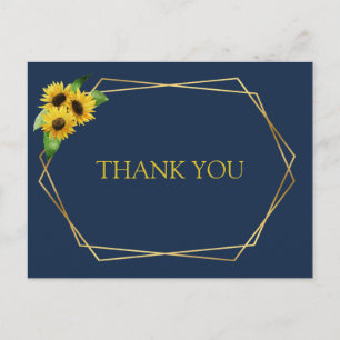 Postale Tournesols sur carte de remerciements mariage de l