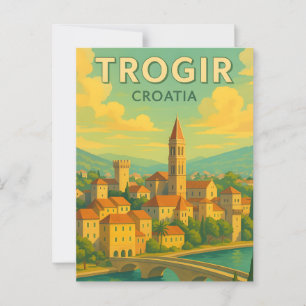 Postale Trogir Croatie Affiche de voyage vintage Carte pos
