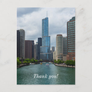Postale Trump Tower Chicago River Carte de Remerciement