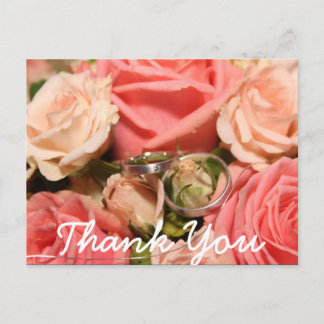 Postale Type de script & Roses roses | Carte de remercieme