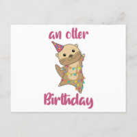 Une carte de vœux d'anniversaire de loutre mignonn
