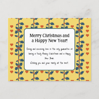 Postale une carte Joyeuse nouvelle année jaune v6/6