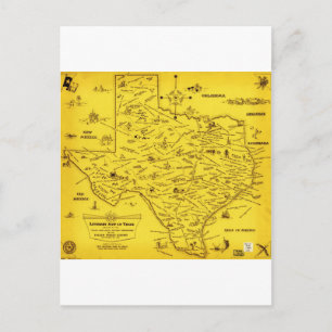 Postale Une carte littéraire du Texas par Dallas Pub Lib (