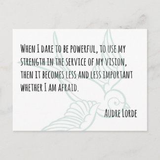 Postale Une force féminine - Audre Lorde citation carte po