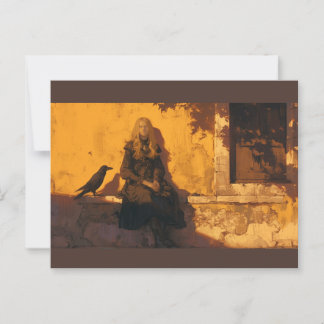 Postale Une sorcière et son corbeau familier, carte postal