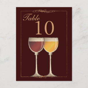 Postale Vieux Monde Rouge & Blanc Verre Table Numéro Carte