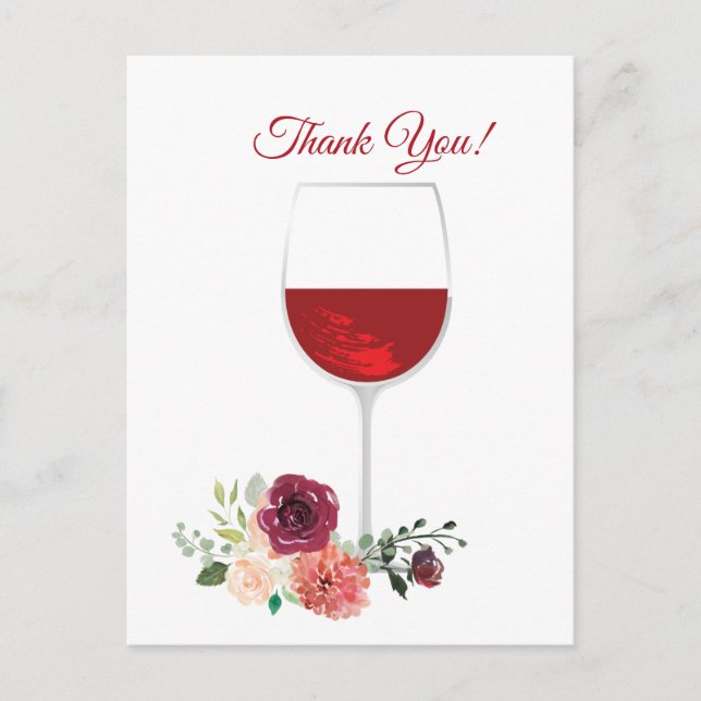 Postale vin rouge, carte de remerciement (Devant)