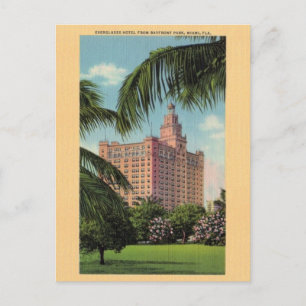 Postale Vintage Everglades Hotel Miami Florida Carte posta
