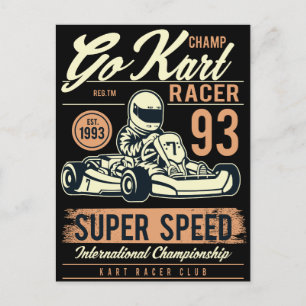 Postale Vintage Go Kart Racing carte d'invitation d'annive