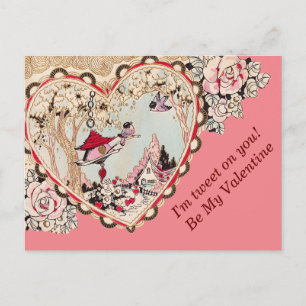 Postale Vintage Little Birds Tweet Valentines Carte postal